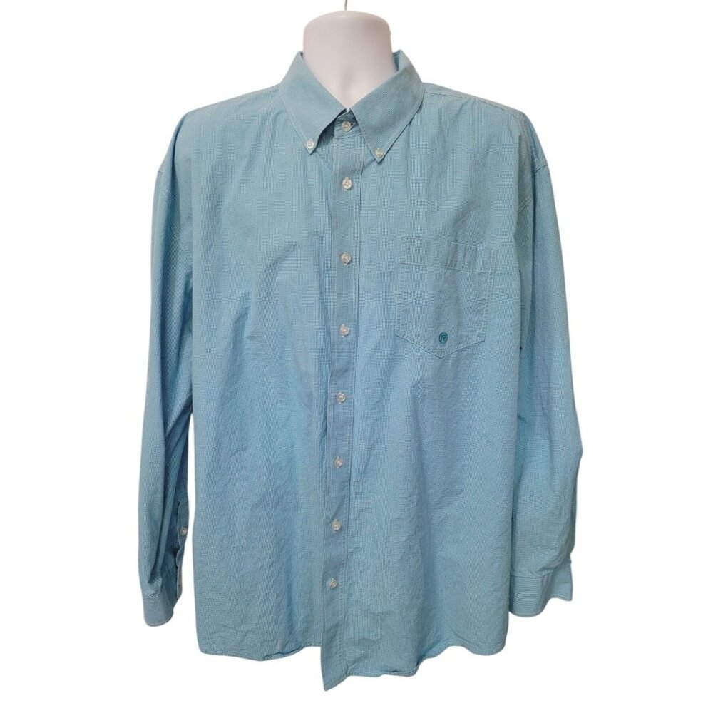 Roper Mens‎ 2XL Blue Button-Up Long Sleeve Shirt Cotton Blend Western Wear